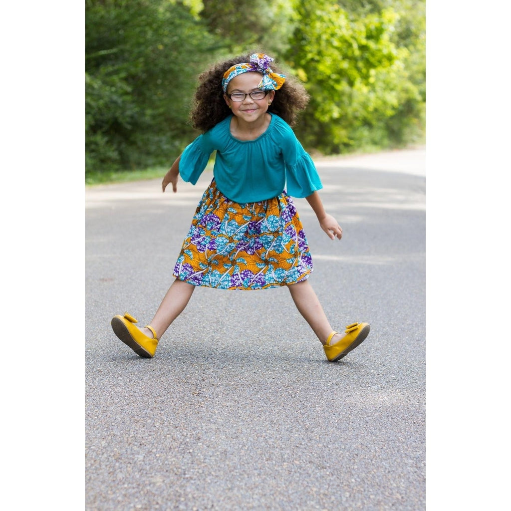 Conjunto de falda africana Ankara de primavera para niñas