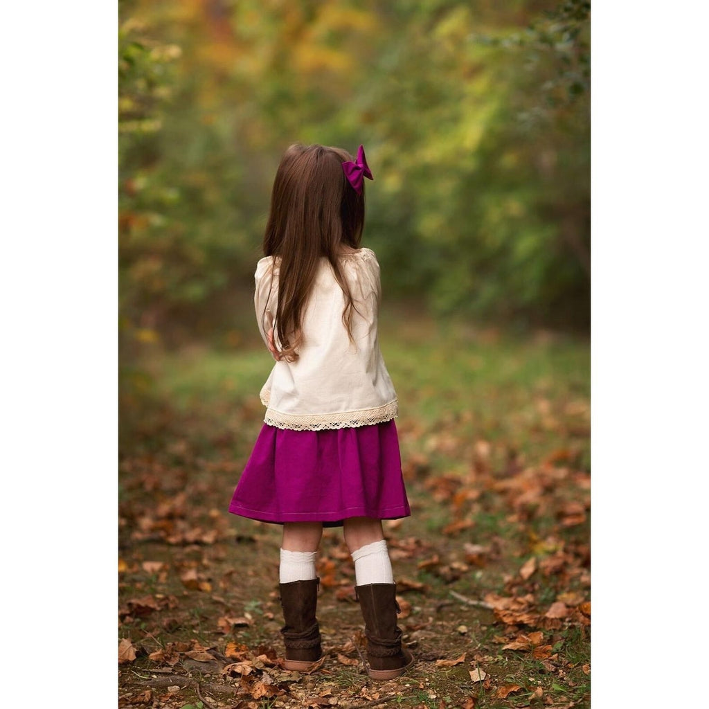 Girls Berry Boho Skirt and Bow Set