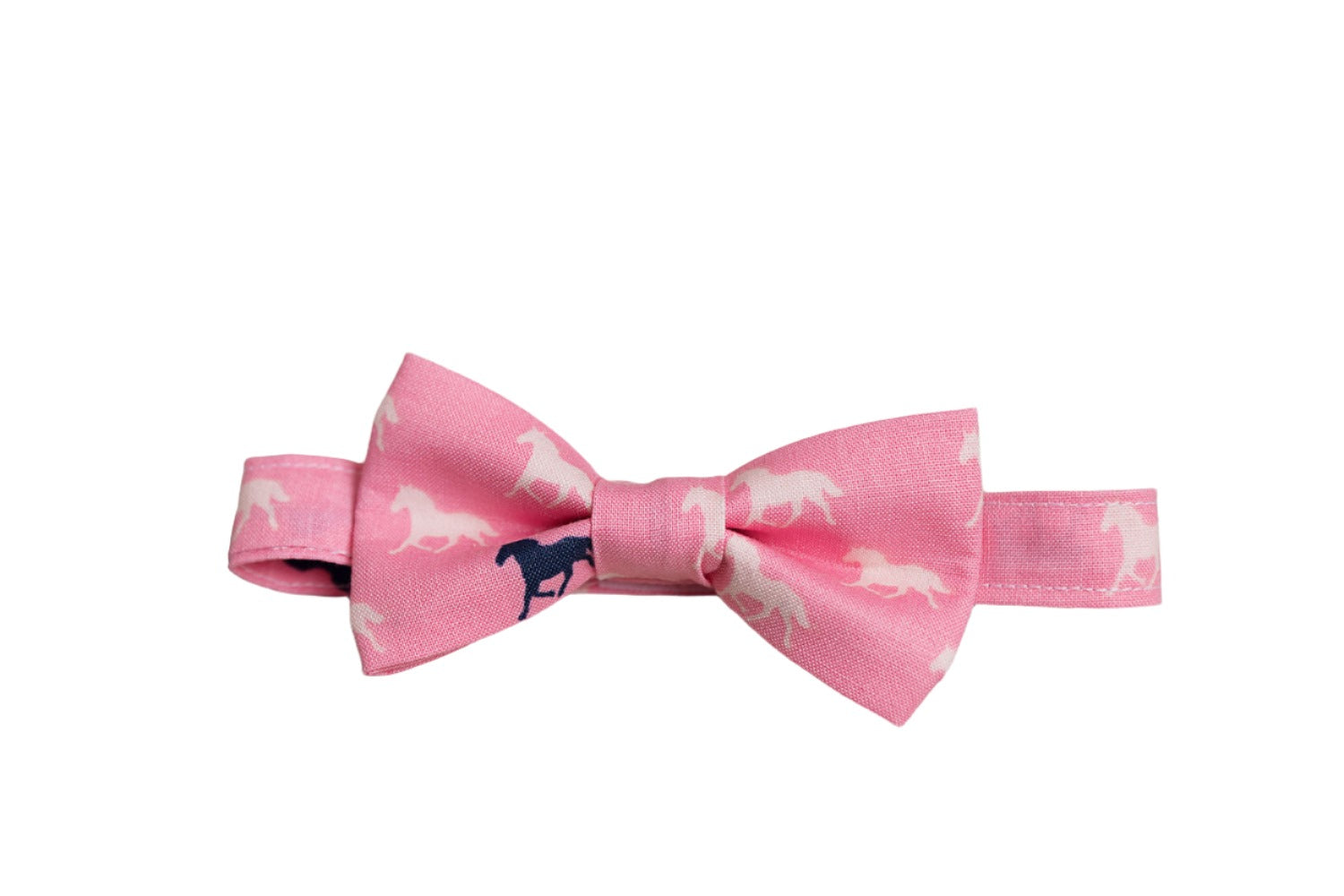 Pink Derby Horses print pre-tied adjustable bow tie.
