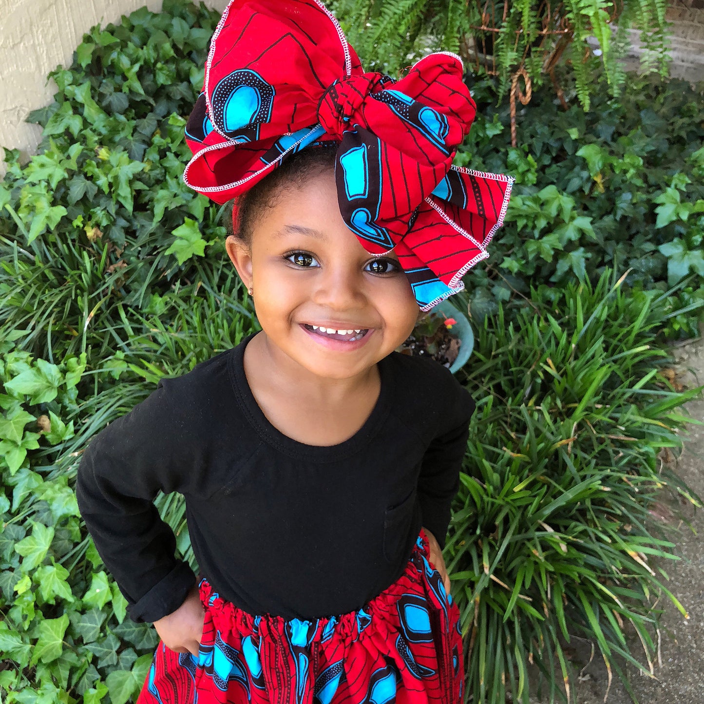 Red African Skirt and Bow Tie Set