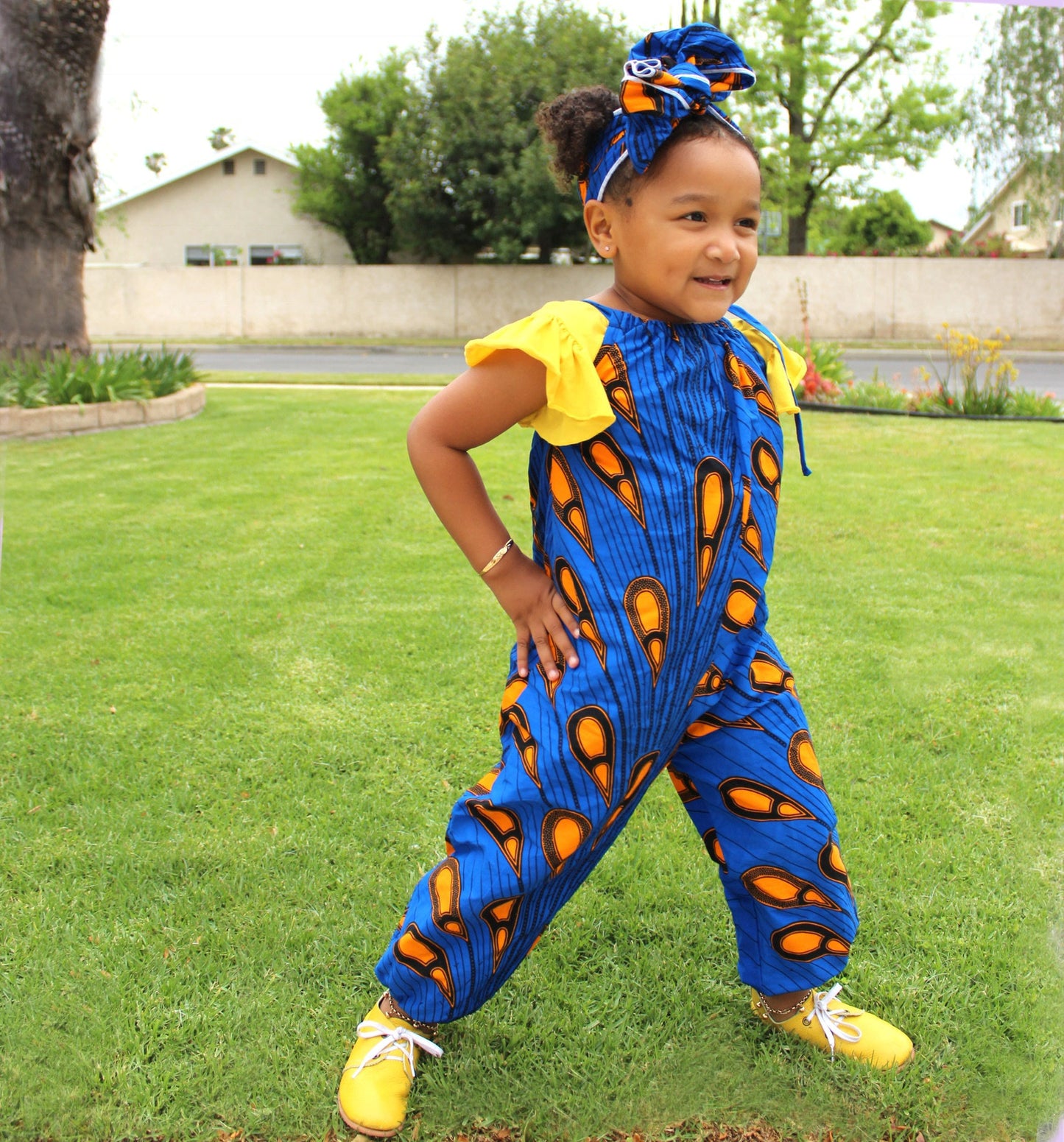 Girls Blue with Orange Jumpsuit