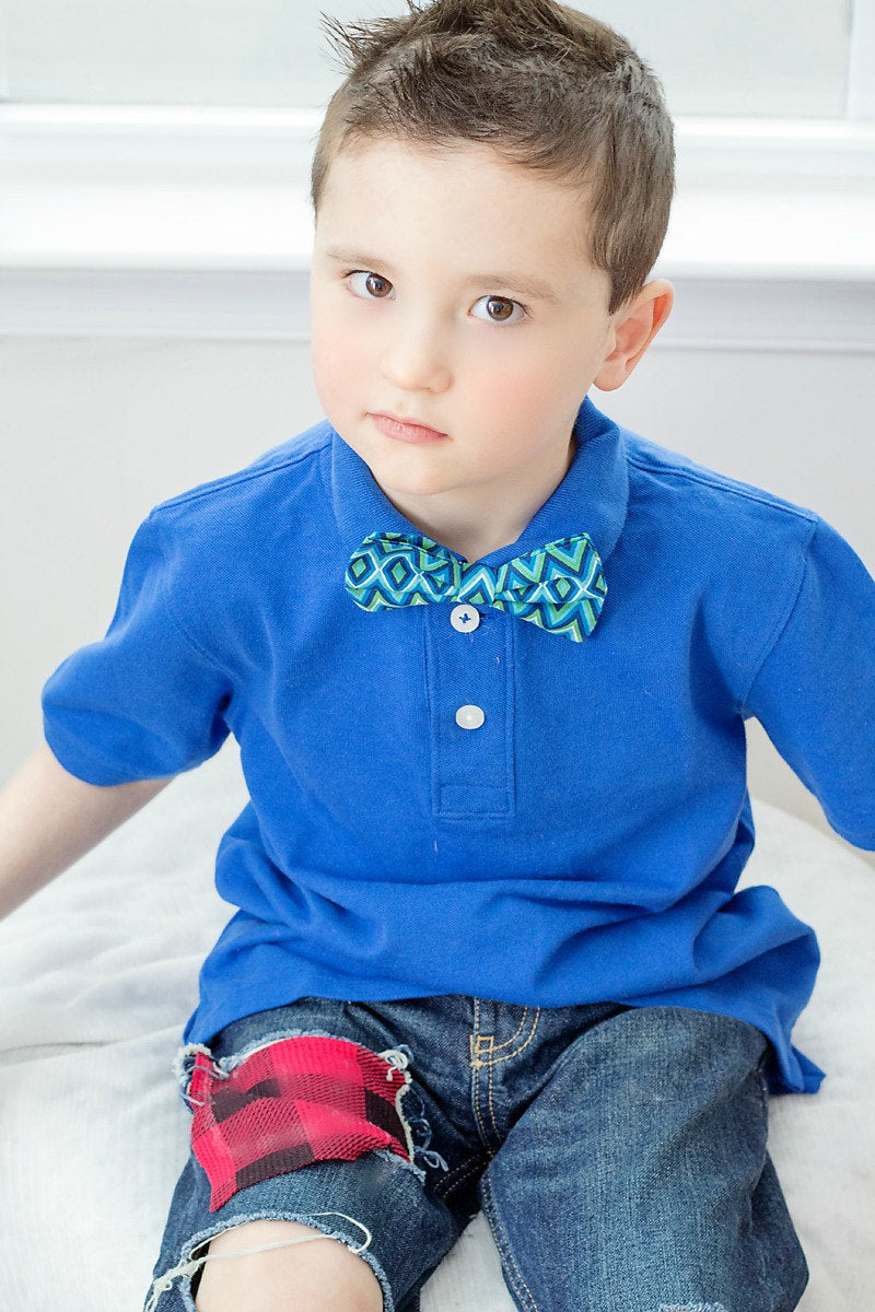 Boys Geometric Blue Bow Tie