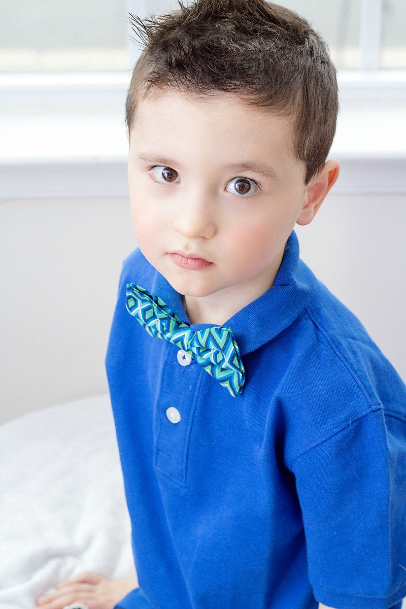 Boys Geometric Blue Bow Tie